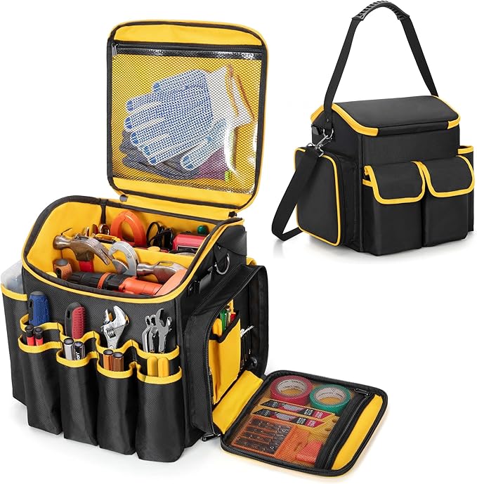 Torba za alat s odvojivim pregradama, torba za alat s više džepova, crna