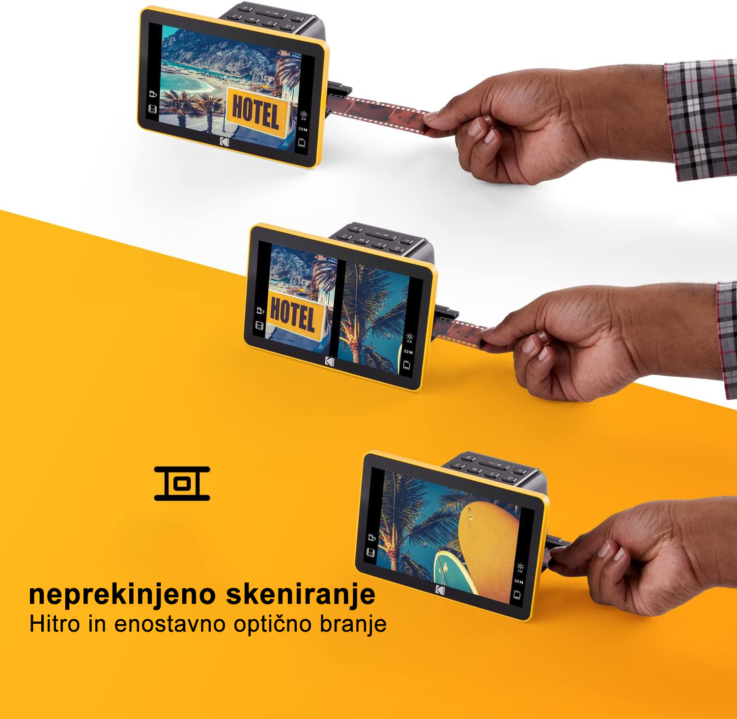 Digitalni filmski skener Kodak, skener filmov in diapozitivov, pretvori 35 mm, 126, 110 barvne in črno-bele negative ter diapozitive v digitalne fotografije 22 MP visoke ločljivosti JPEG