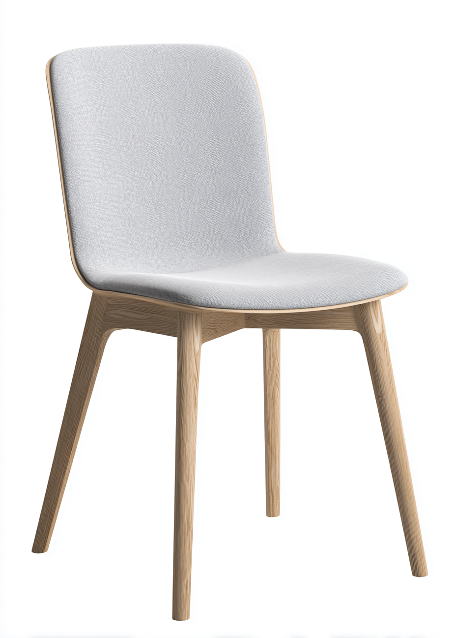 Chaise de salle à manger en tissu gris clair 45x50x82 cm - pieds chêne - style scandinave-Nicheovae