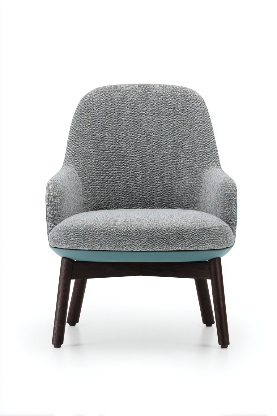 Fauteuil en tissu gris clair et bleu clair 78x80x83 cm - gris clair / bleu clair / bois foncé - style moderne-Nicheovae