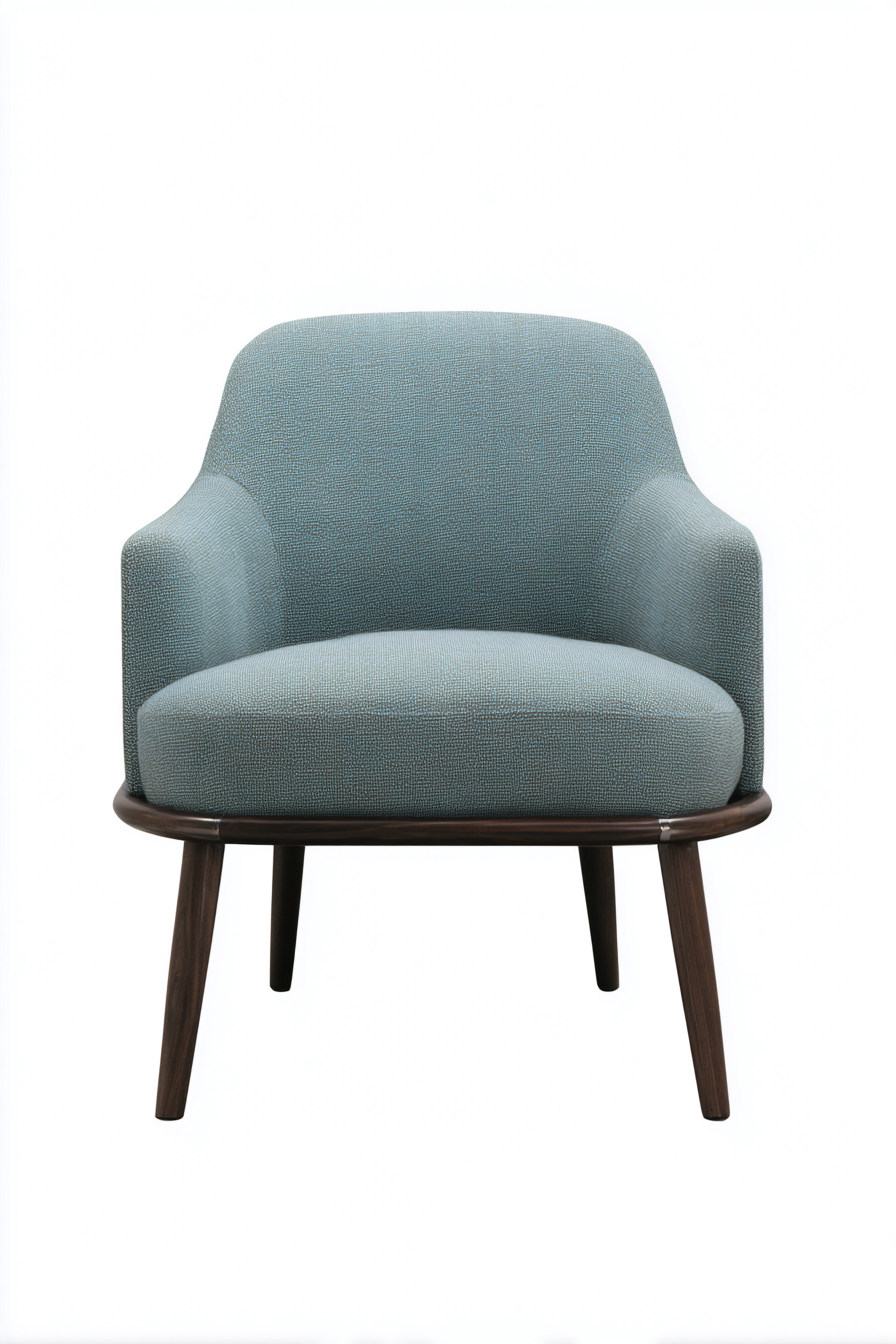 Fauteuil en tissu bleu clair 78x80x83 cm - bleu clair / bois foncé - design moderne-Nicheovae