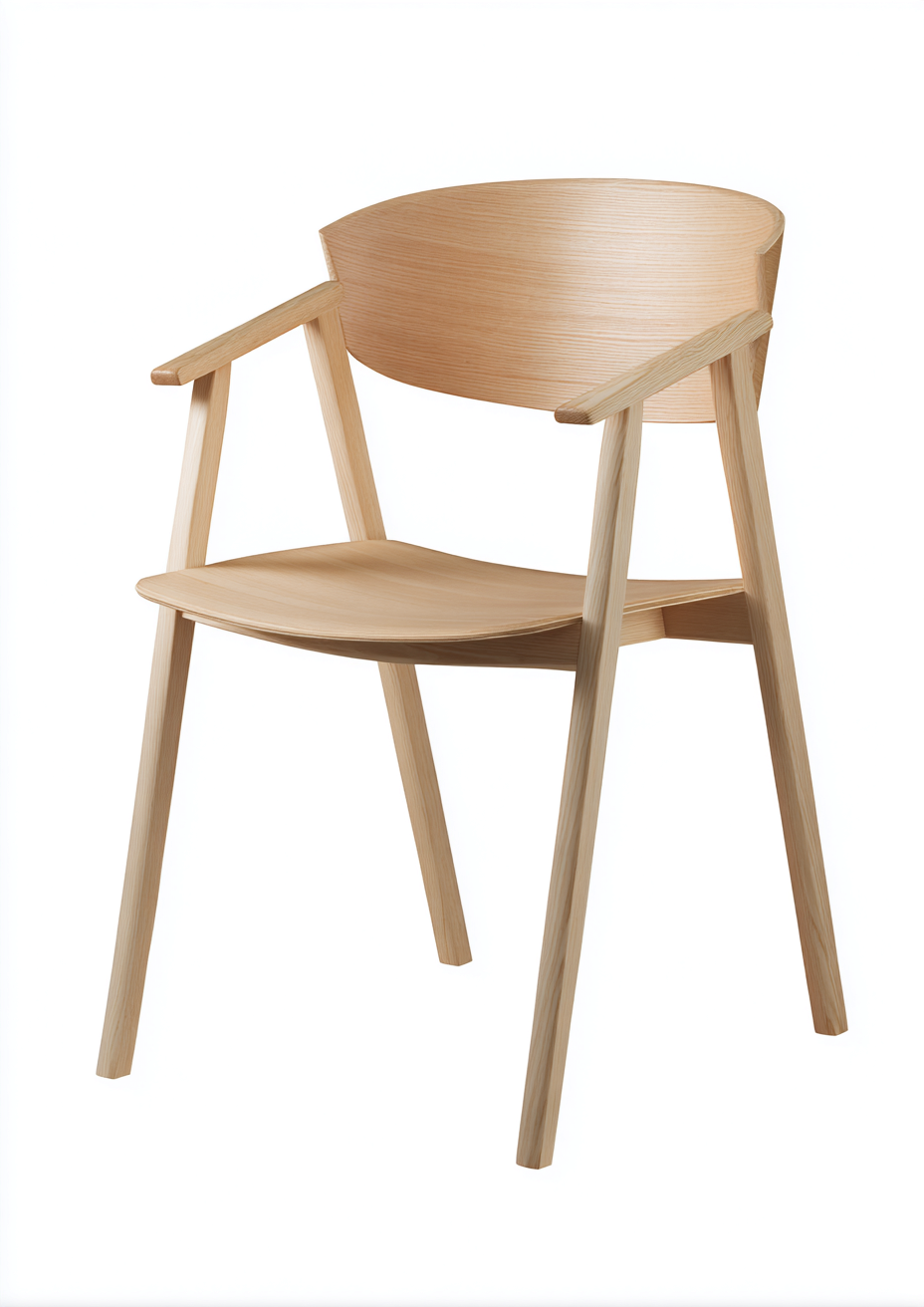 Chaise de salle à manger avec accoudoirs en bois de frêne 55x52x78 cm - frêne clair - style scandinave-Nicheovae