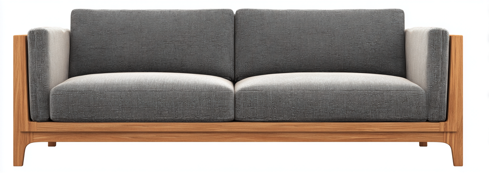 Canapé de jardin deux places en tissu 165x85x80 cm - gris et bois naturel - style scandinave-Nicheovae