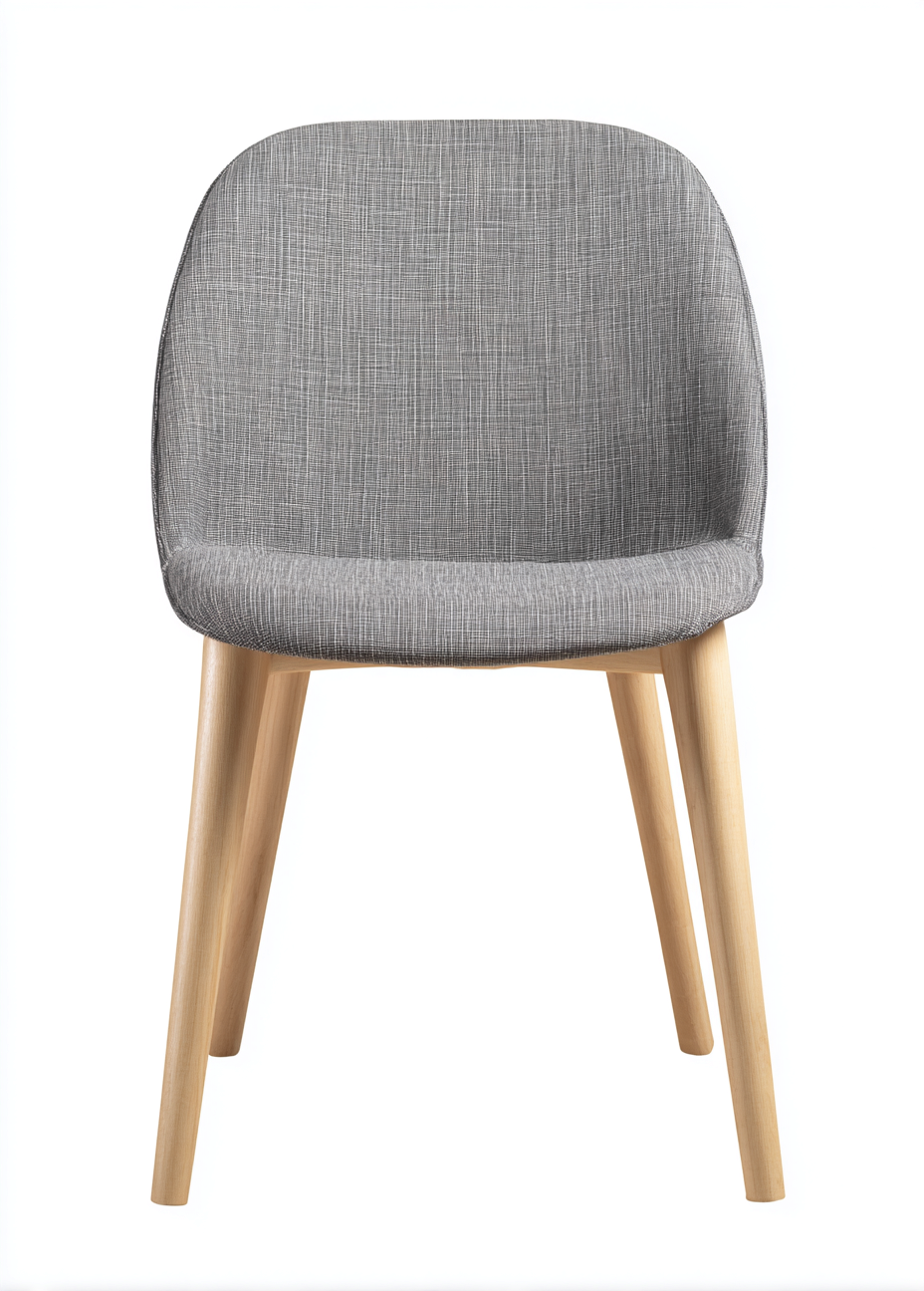 Chaise de salle à manger en tissu gris clair et pieds en hêtre 45x50x85 cm - gris clair/hêtre - style scandinave-Nicheovae