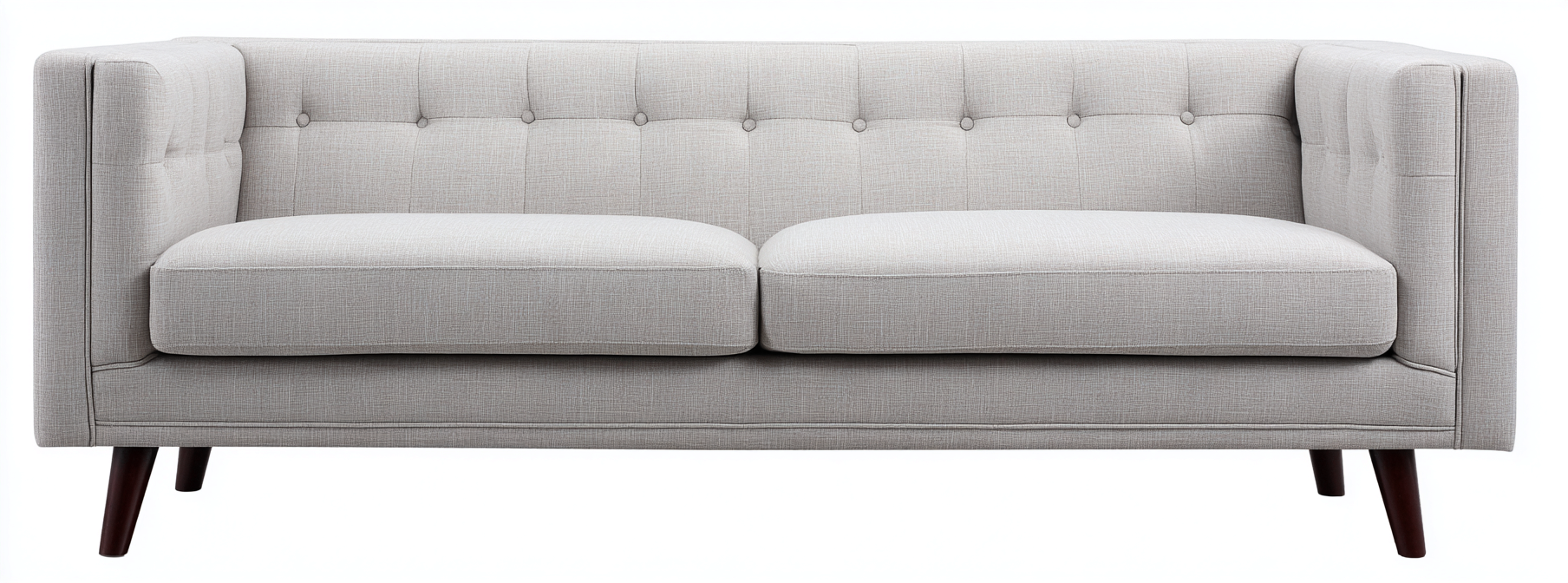 Canapé deux places en tissu gris clair 170x85x80 cm - pieds en bois foncé - style vintage scandinave-Nicheovae