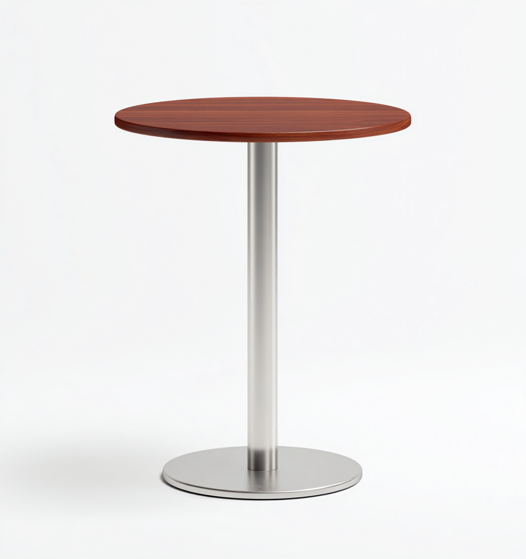 Table d'appoint ronde en bois et métal 60x60x75 cm - brun/argent - design moderne-Nicheovae