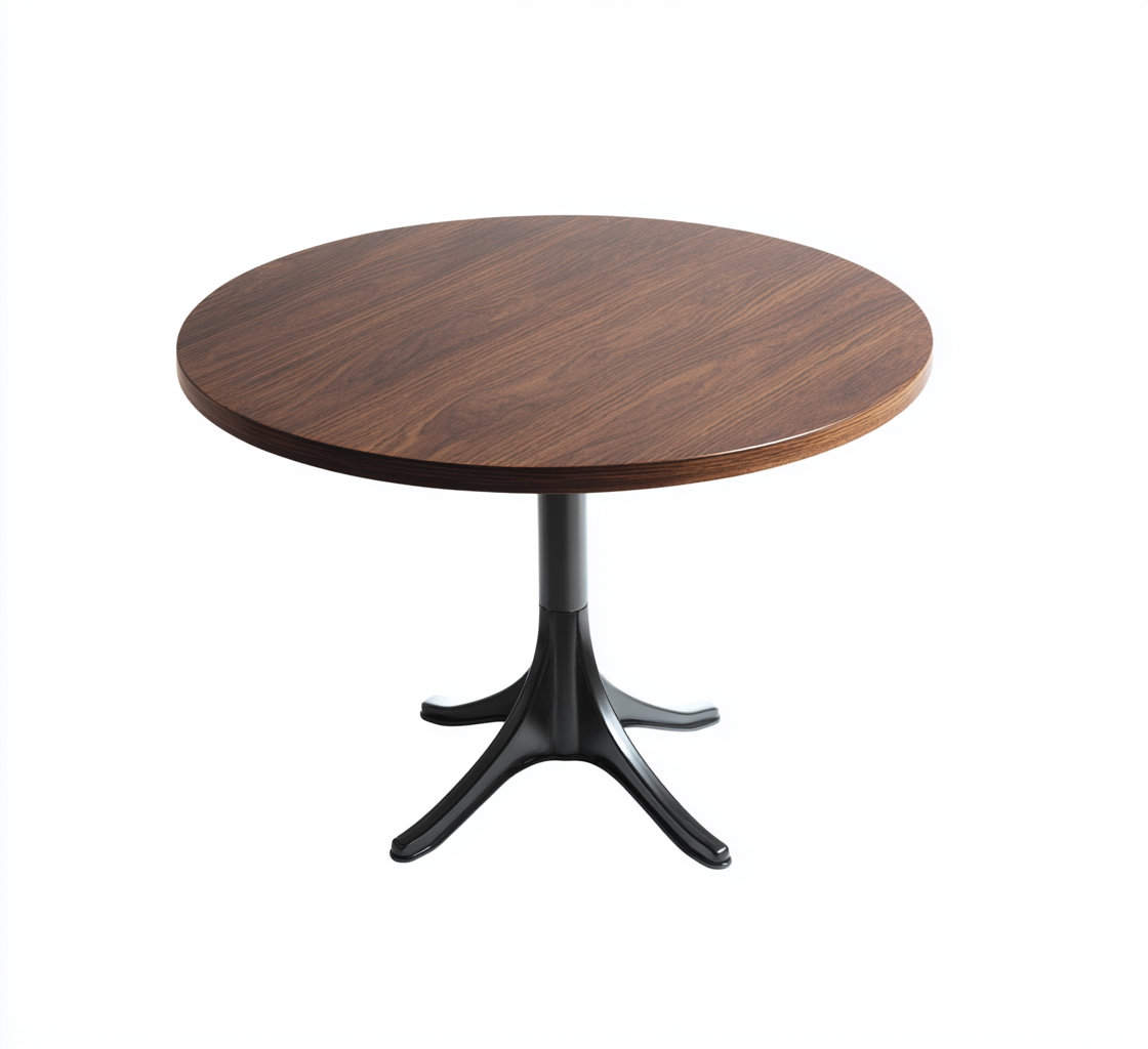 Table d'appoint ronde en bois et métal 70x70x55 cm - noyer foncé/noir - style contemporain-Nicheovae