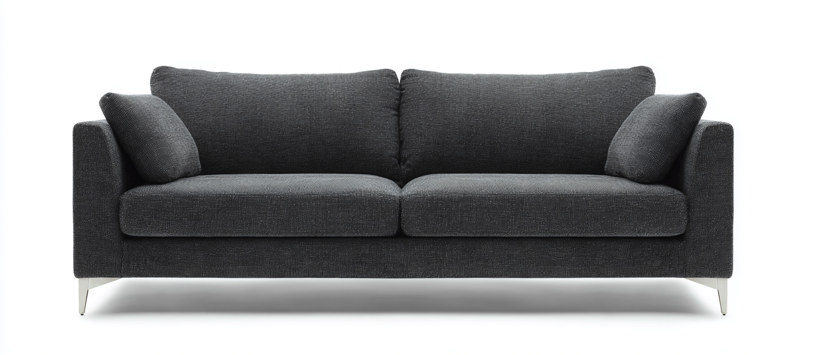 Canapé trois places en tissu gris foncé 200x90x85 cm - style contemporain avec pieds métalliques-Nicheovae