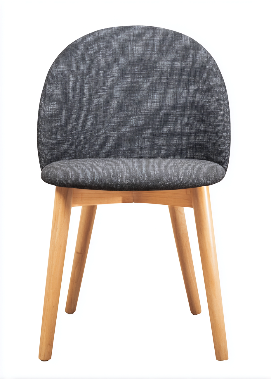 Chaise de salle à manger en tissu gris foncé 47x50x82 cm - pieds chêne - style scandinave-Nicheovae