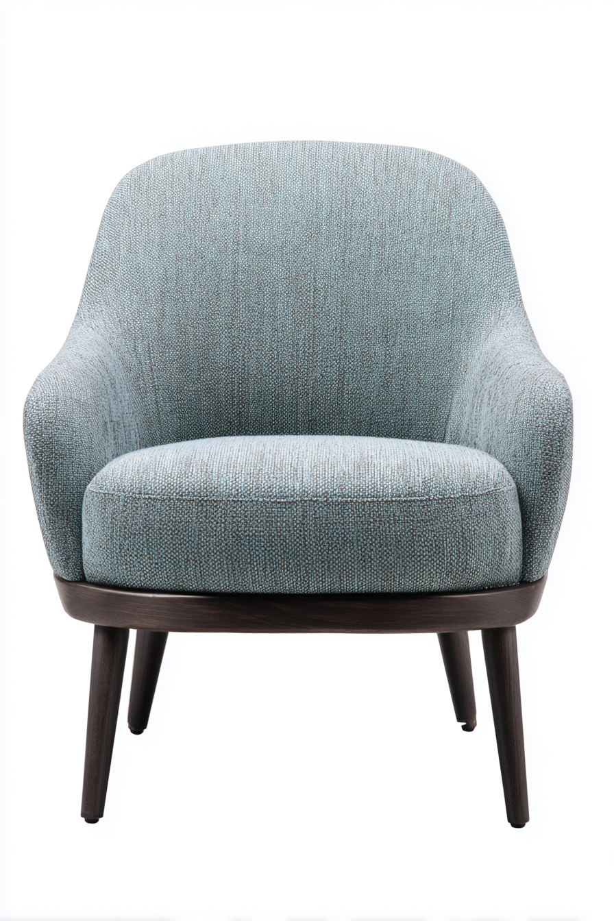Fauteuil en tissu bleu clair 78x80x83 cm - bleu clair / bois foncé - design moderne-Nicheovae