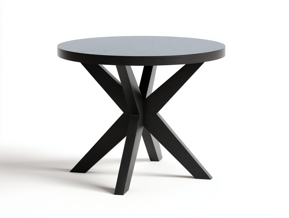 Table à manger ronde en bois 100x100x75 cm - noir - style contemporain minimaliste-Nicheovae