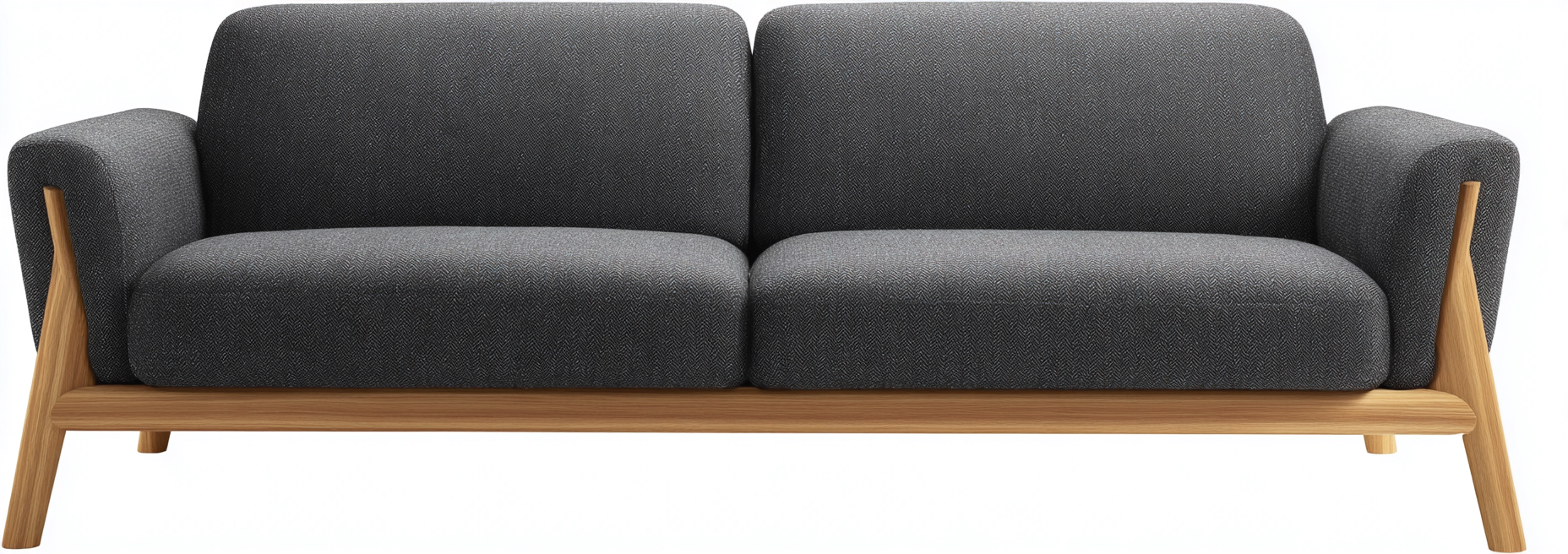 Canapé de jardin deux places en tissu gris foncé avec structure en chêne 160x85x78 cm - style scandinave moderne-Nicheovae