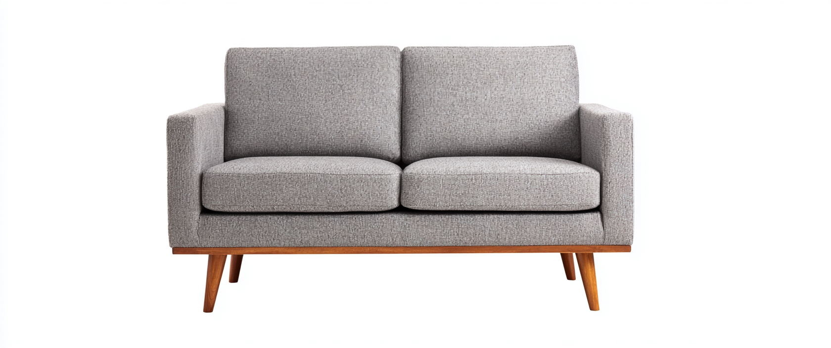 Canapé deux places en tissu gris clair 160x85x80 cm - pieds en bois foncé - style scandinave moderne-Nicheovae