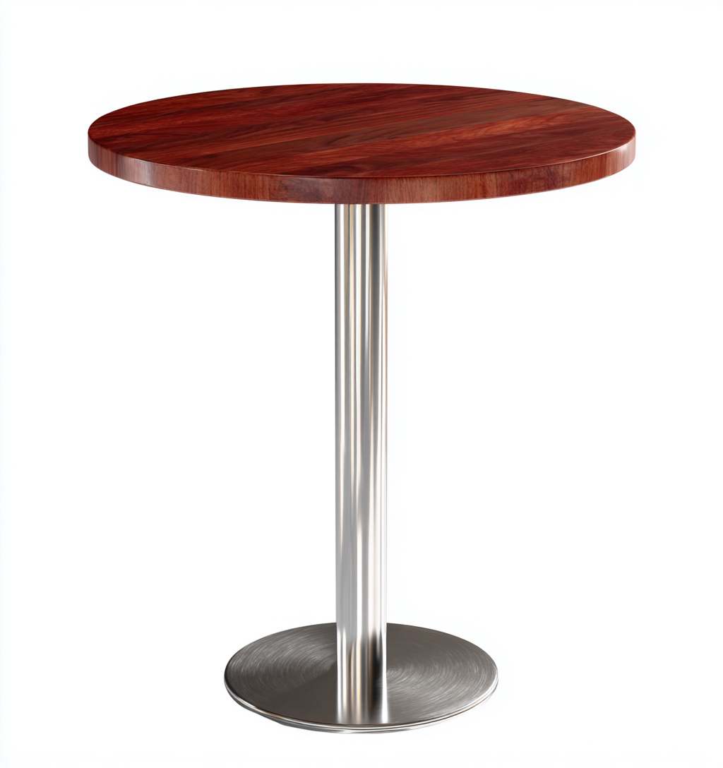 Table d'appoint ronde en bois et métal 50x50x55 cm - brun/argenté - design moderne-Nicheovae
