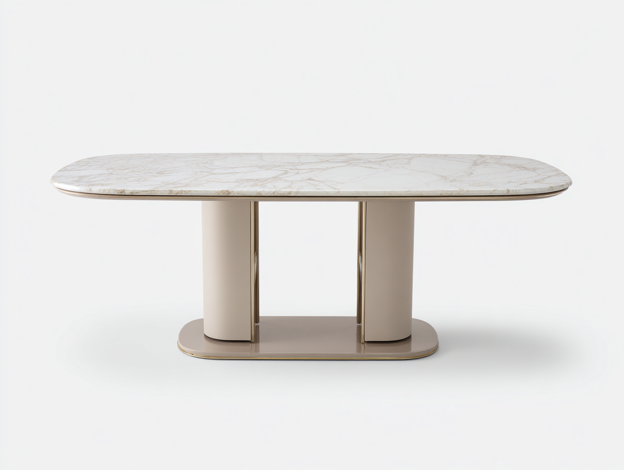 Table à manger ovale en marbre et métal 160x90x75 cm - blanc/beige - design contemporain élégant-Nicheovae