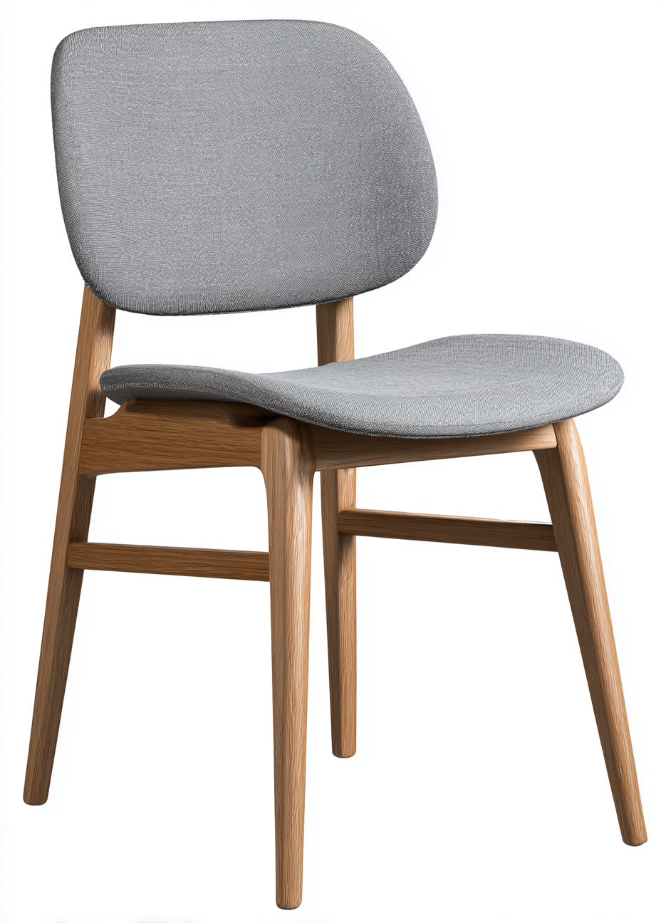 Chaise de salle à manger en tissu gris clair et pieds en chêne 45x50x85 cm - gris clair/chêne - style nordique-Nicheovae