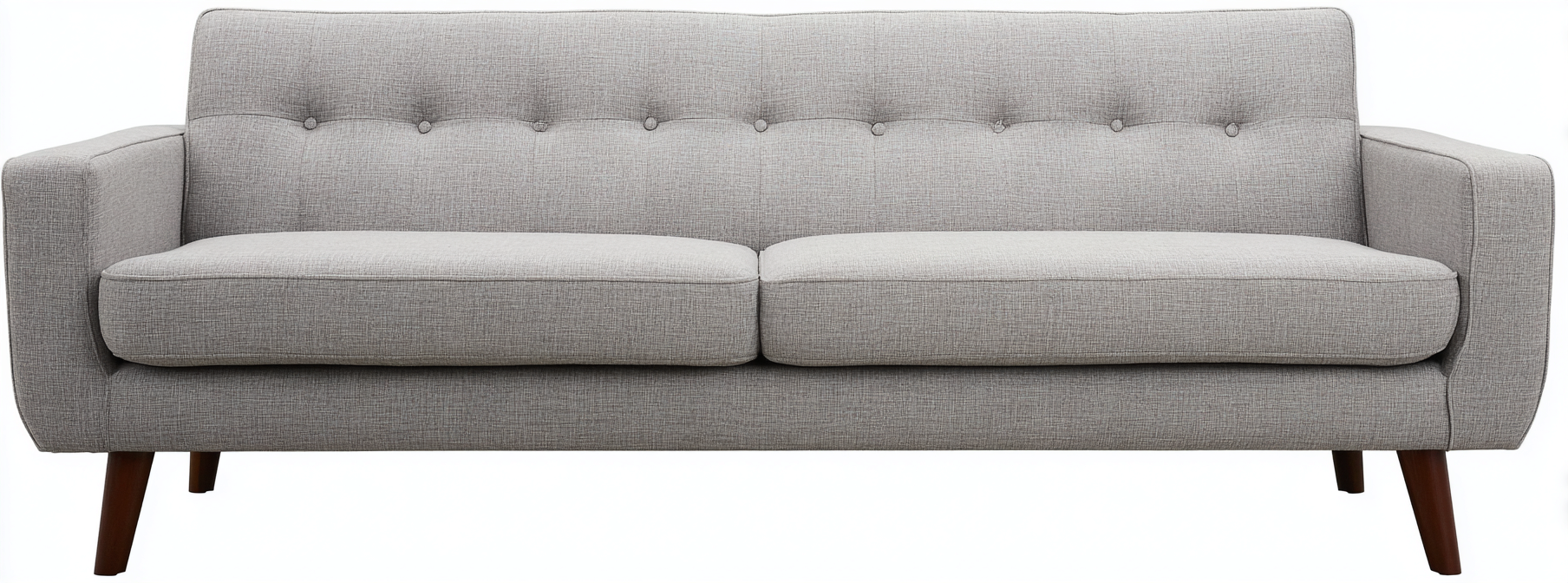 Canapé trois places en tissu 195x88x82 cm - gris clair - style scandinave capitonné à pieds en bois-Nicheovae