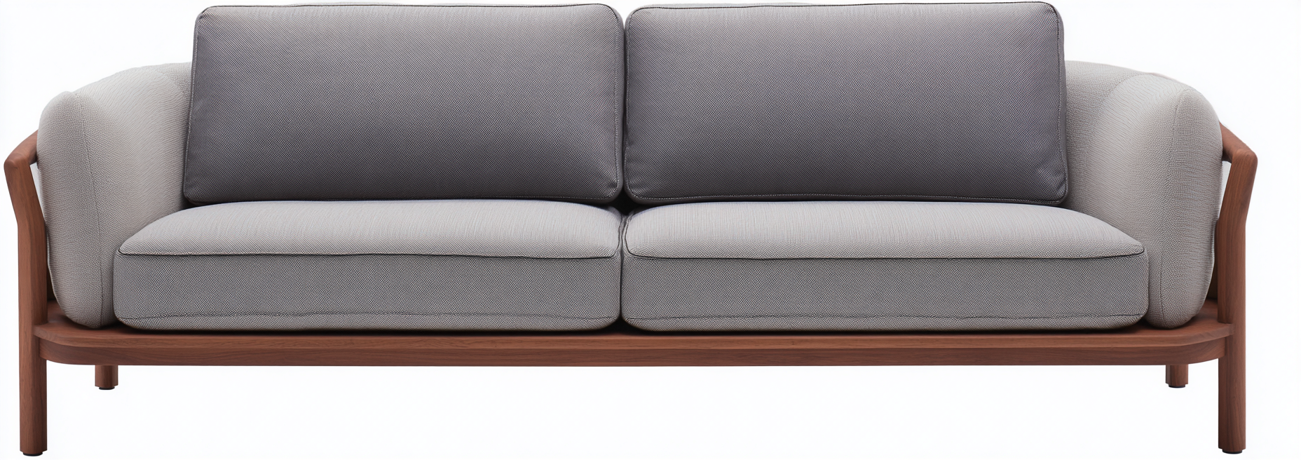 Canapé de jardin deux places en tissu gris avec structure en bois 160x90x85 cm - style moderne et résistant aux intempéries-Nicheovae