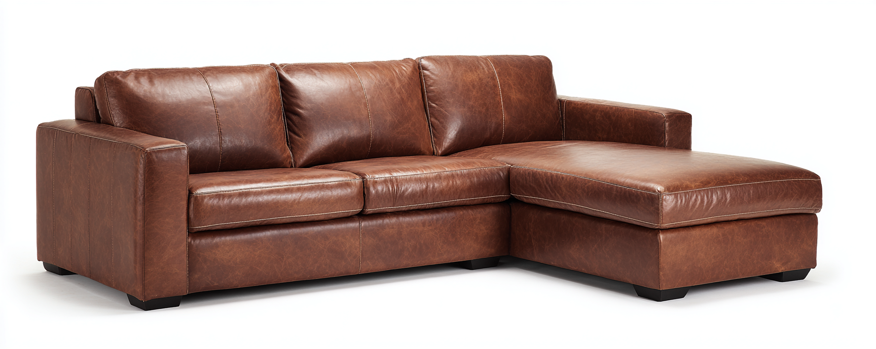 Canapé d'angle en cuir véritable 260x180x85 cm - brun foncé - design contemporain-Nicheovae