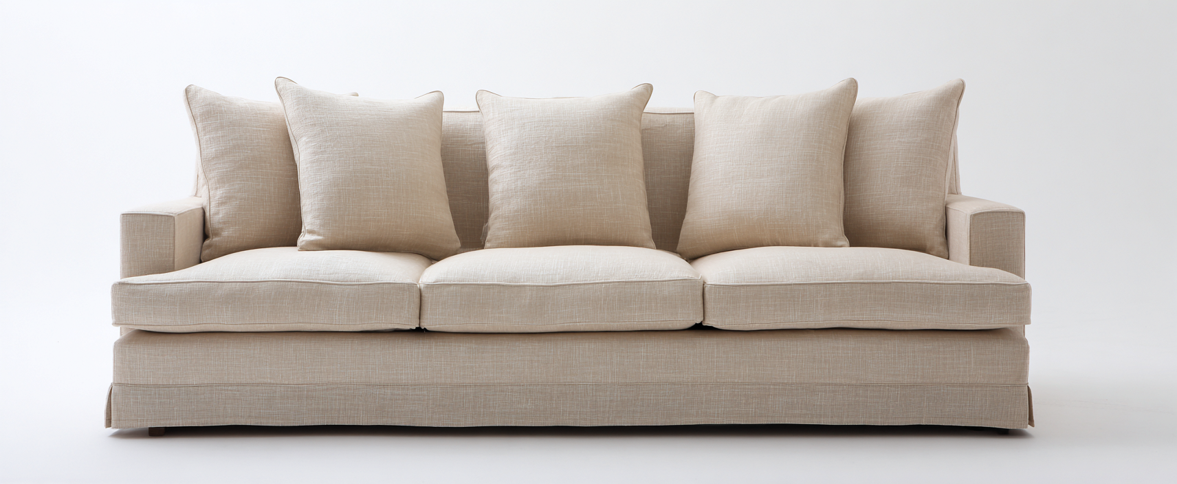 Canapé trois places en tissu beige 220x100x85 cm - style classique moderne-Nicheovae