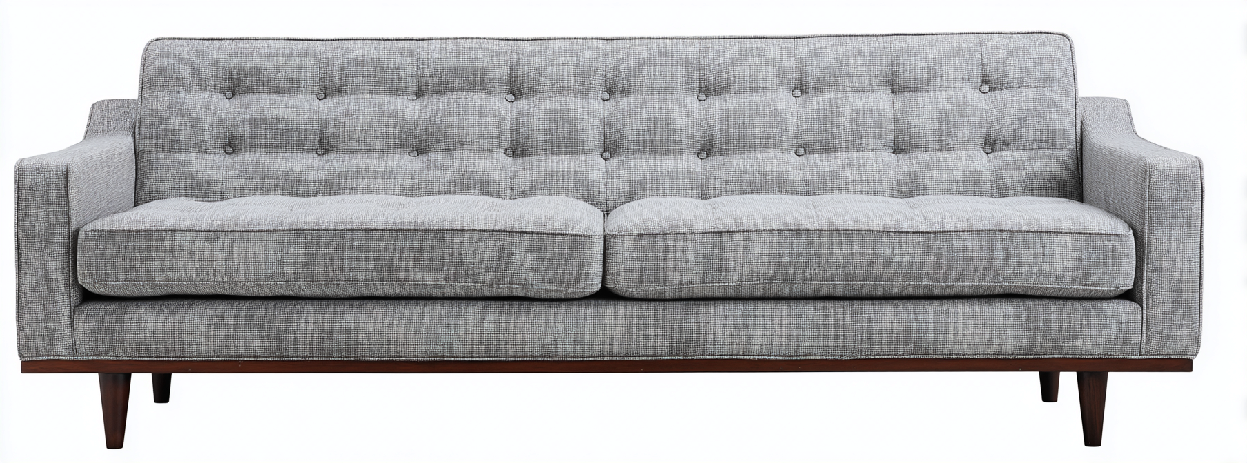 Canapé trois places en tissu 200x90x85 cm - gris clair - style scandinave capitonné à pieds en bois-Nicheovae