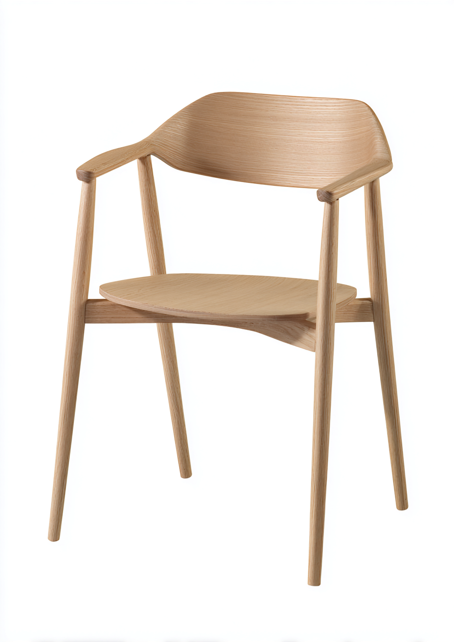 Chaise de salle à manger avec accoudoirs en bois de chêne 55x52x78 cm - chêne clair - style scandinave-Nicheovae