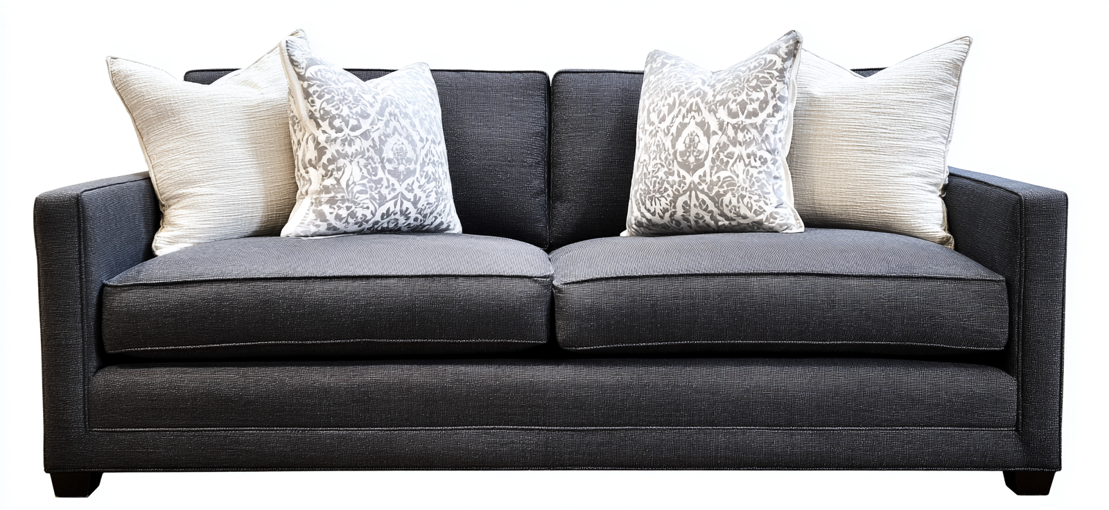 Canapé deux places en tissu 175x95x90 cm - gris foncé - style moderne à assise profonde-Nicheovae