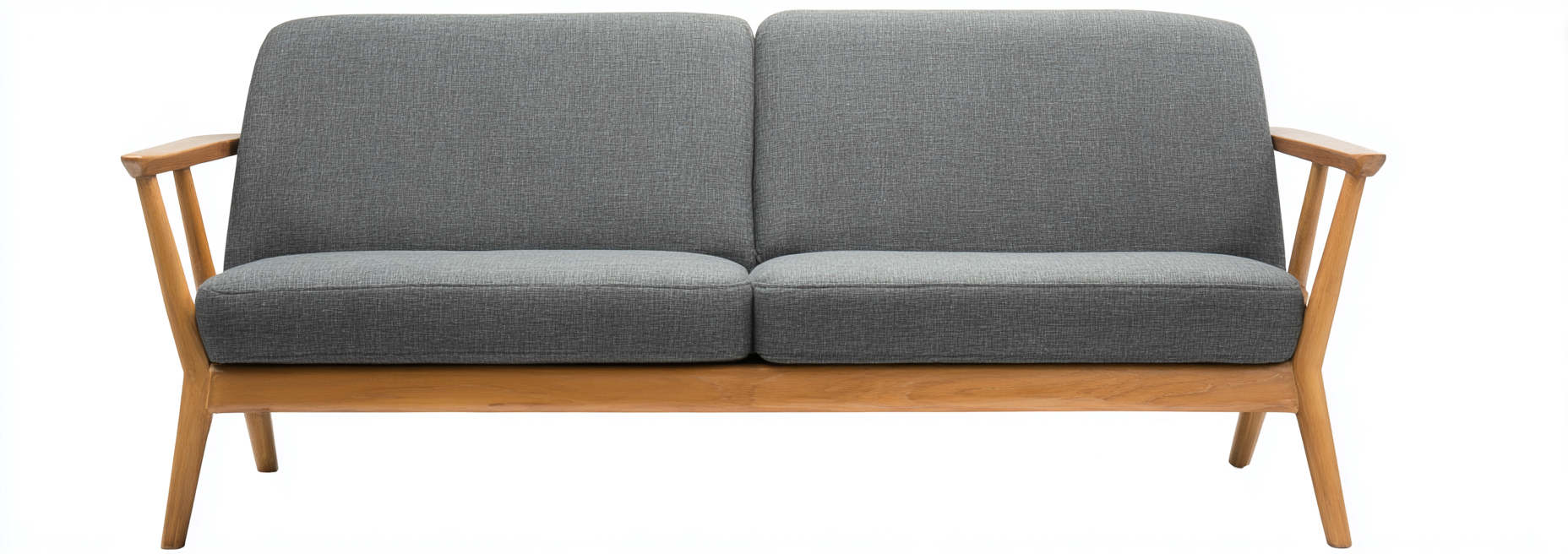 Canapé de jardin deux places en tissu gris foncé et structure en teck 160x80x85 cm - gris foncé/teck - style scandinave moderne-Nicheovae