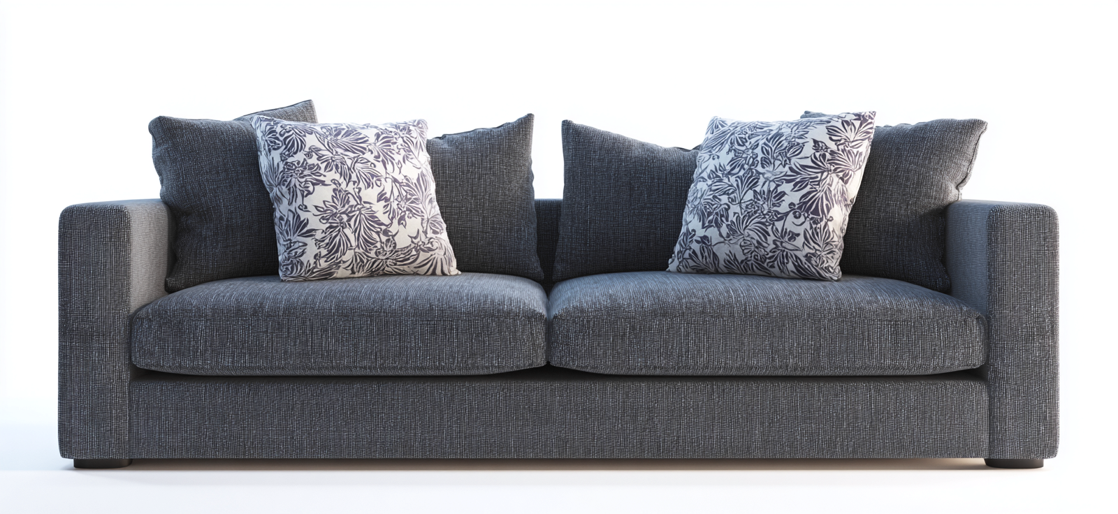 Canapé deux places en tissu 175x95x90 cm - gris foncé - style contemporain à assise large-Nicheovae