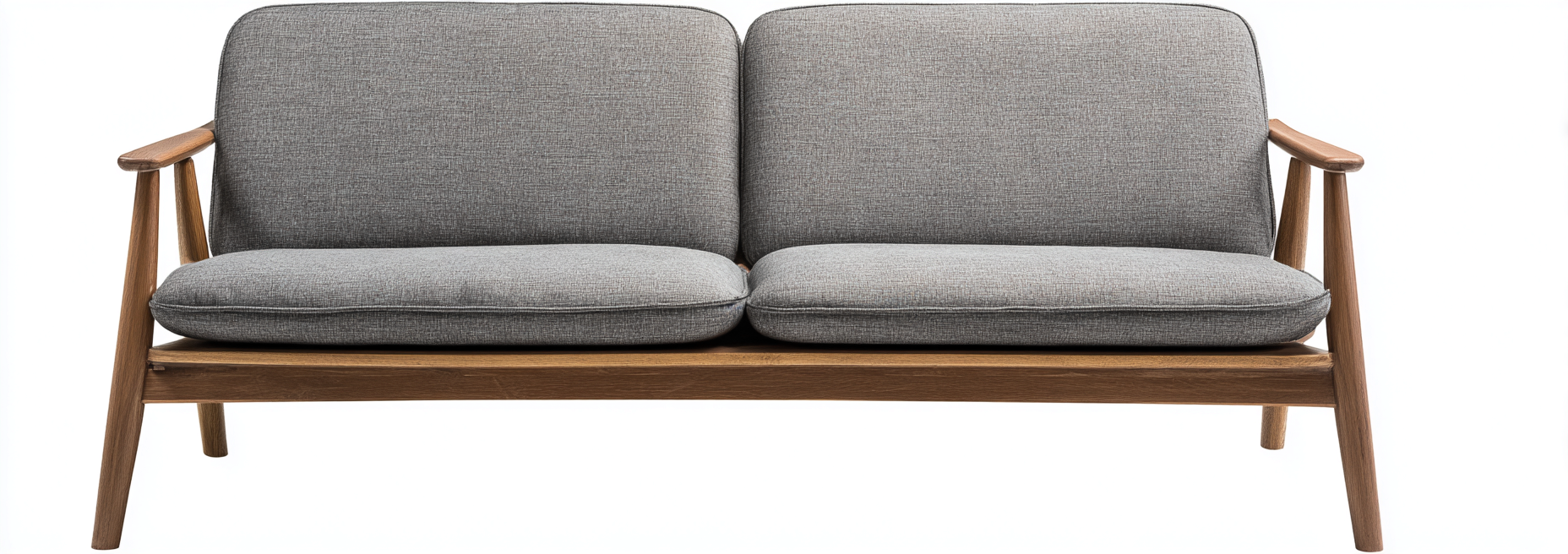 Canapé de jardin deux places en bois et tissu 155x80x85 cm - gris/naturel - style nordique moderne-Nicheovae