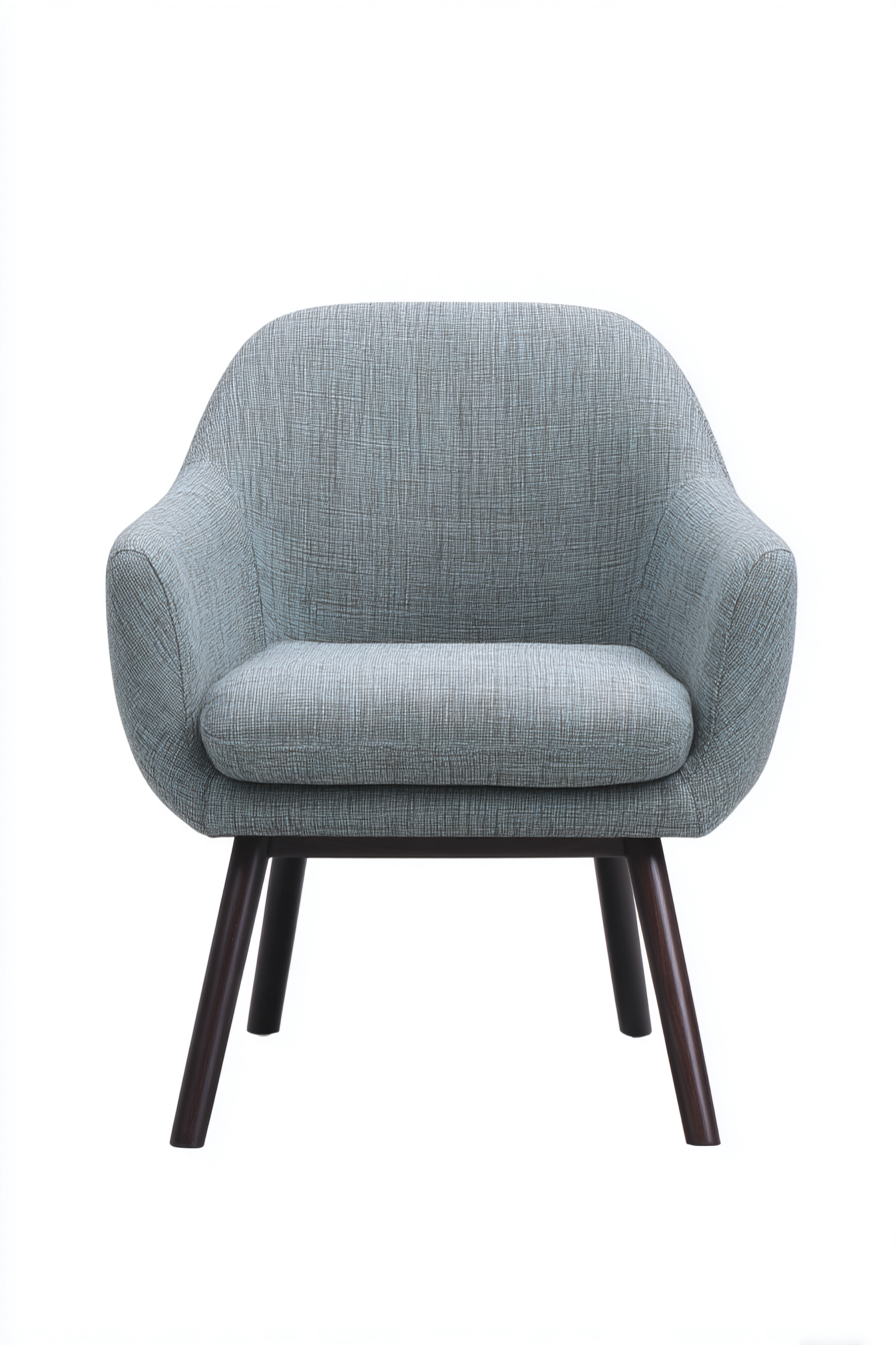 Fauteuil en tissu 82x78x84 cm - bleu/gris/bois foncé - style scandinave moderne-Nicheovae