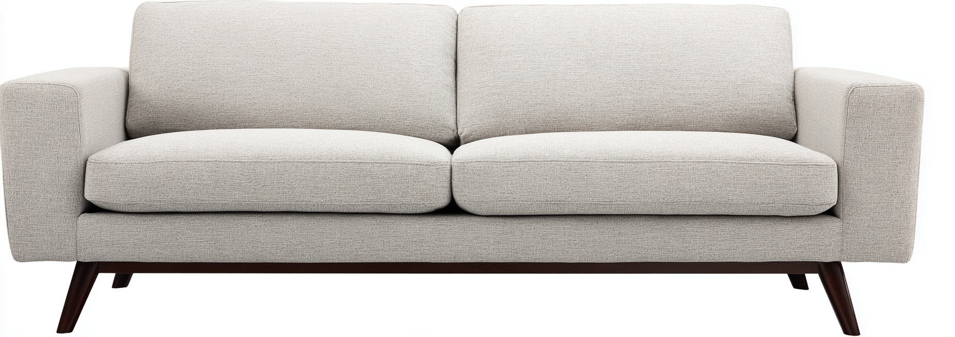 Canapé deux places en tissu beige clair 175x90x85 cm - pieds en bois foncé - style moderne scandinave-Nicheovae