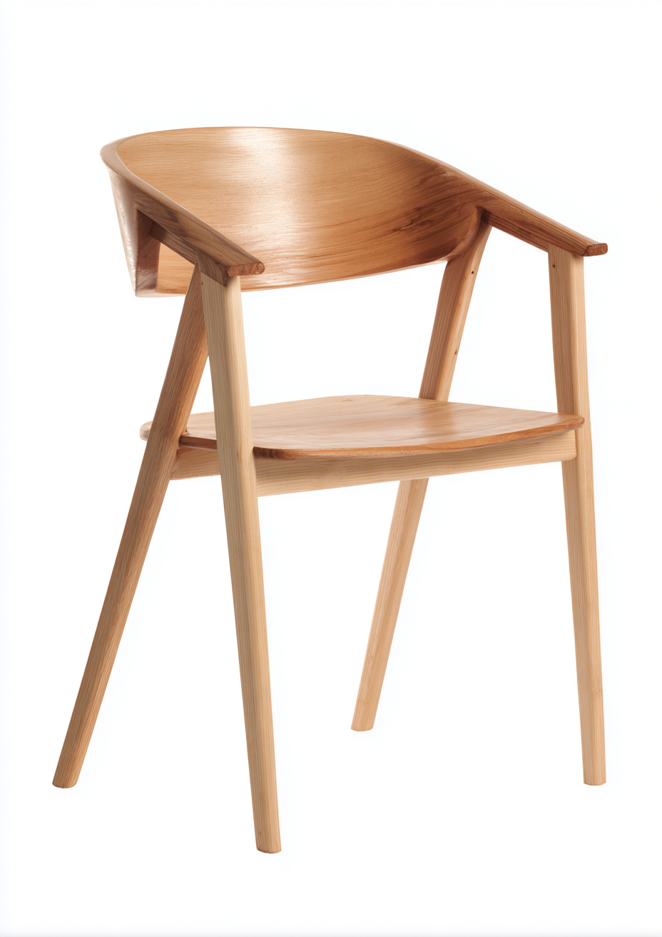 Chaise de salle à manger avec accoudoirs en bois de frêne 55x52x78 cm - frêne naturel - style scandinave-Nicheovae