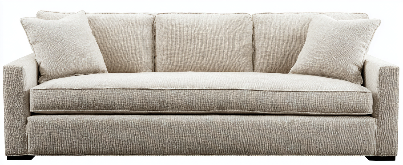 Canapé trois places en tissu beige 210x95x90 cm - style moderne pour salon-Nicheovae