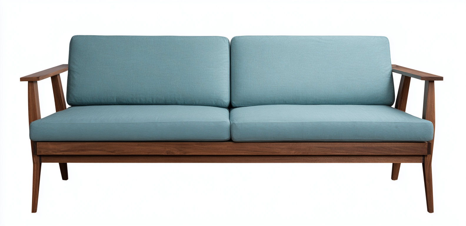 Canapé de jardin trois places en bois foncé et tissu bleu clair 195x85x80 cm - style scandinave pour extérieur-Nicheovae