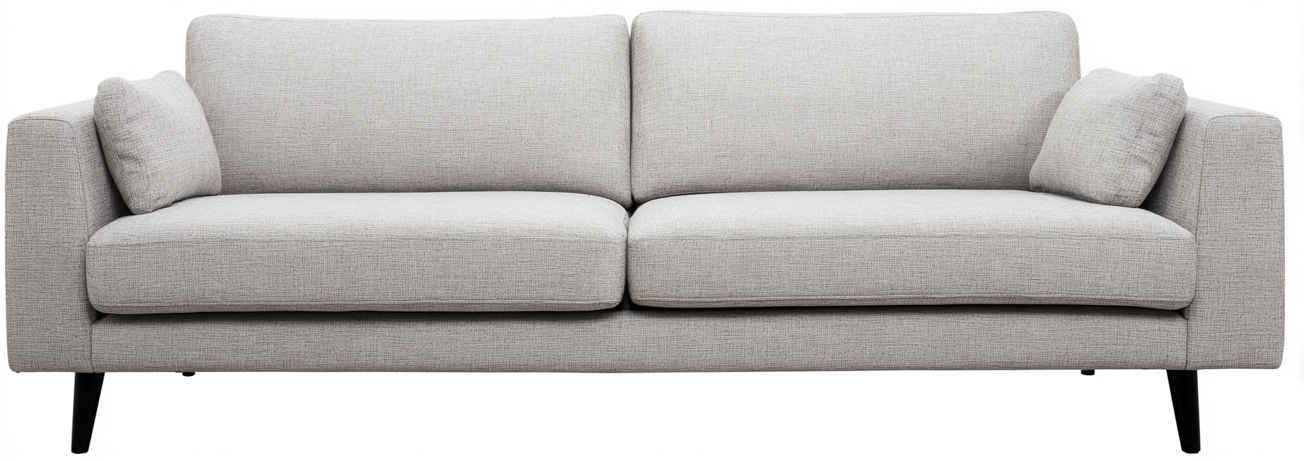 Canapé deux places en tissu gris clair 170x90x85 cm - pieds en bois noir - style contemporain-Nicheovae