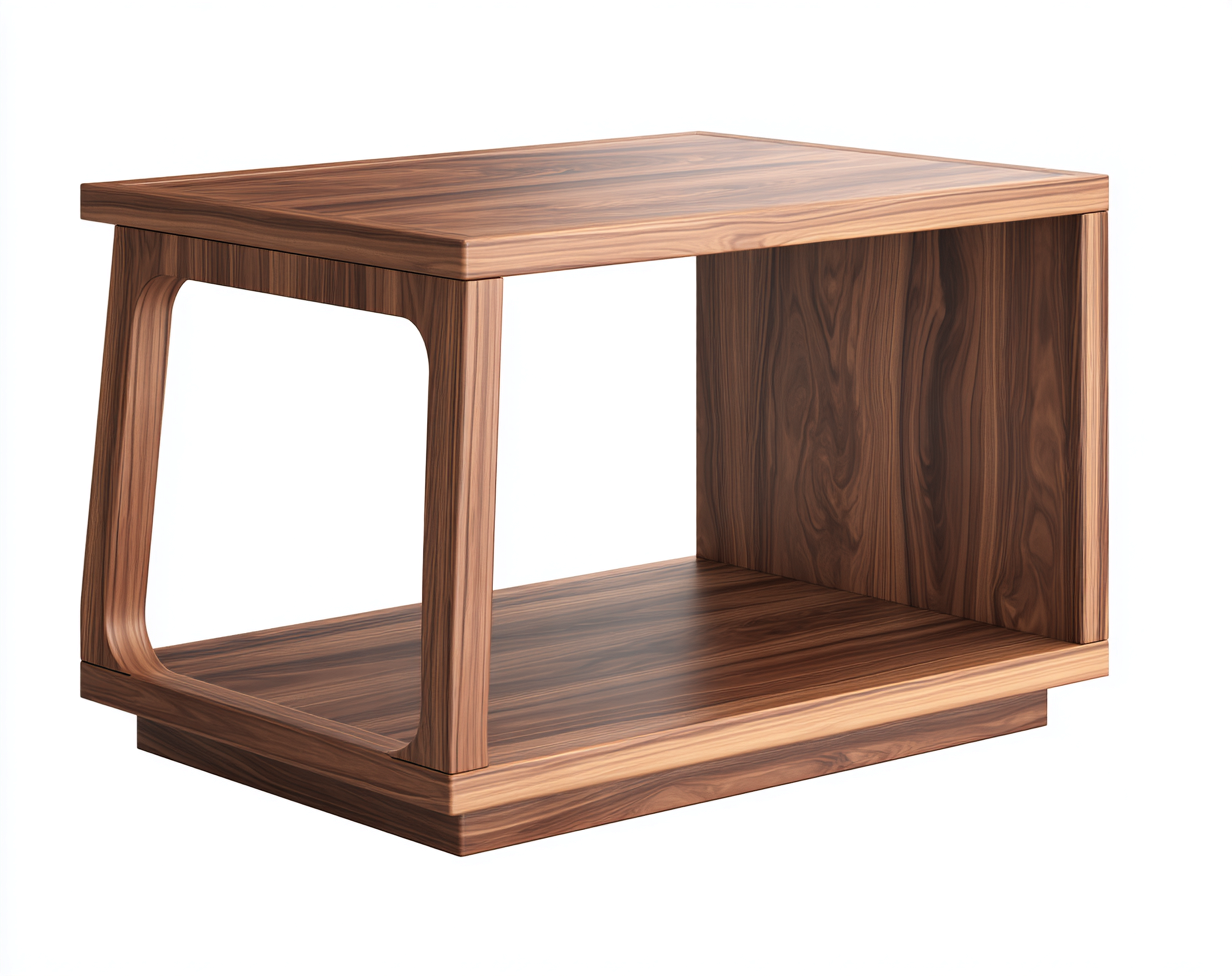 Table d'appoint rectangulaire en bois 50x40x45 cm - noyer - style moderne minimaliste-Nicheovae