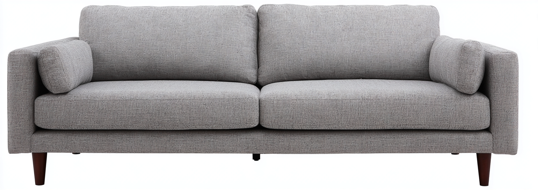 Canapé deux places en tissu gris 170x90x85 cm - pieds en bois foncé - style moderne-Nicheovae