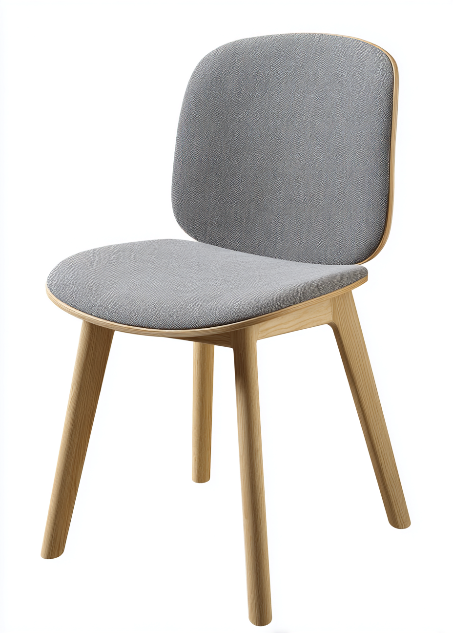 Chaise de salle à manger en tissu gris clair 46x51x82 cm - pieds chêne - style scandinave-Nicheovae