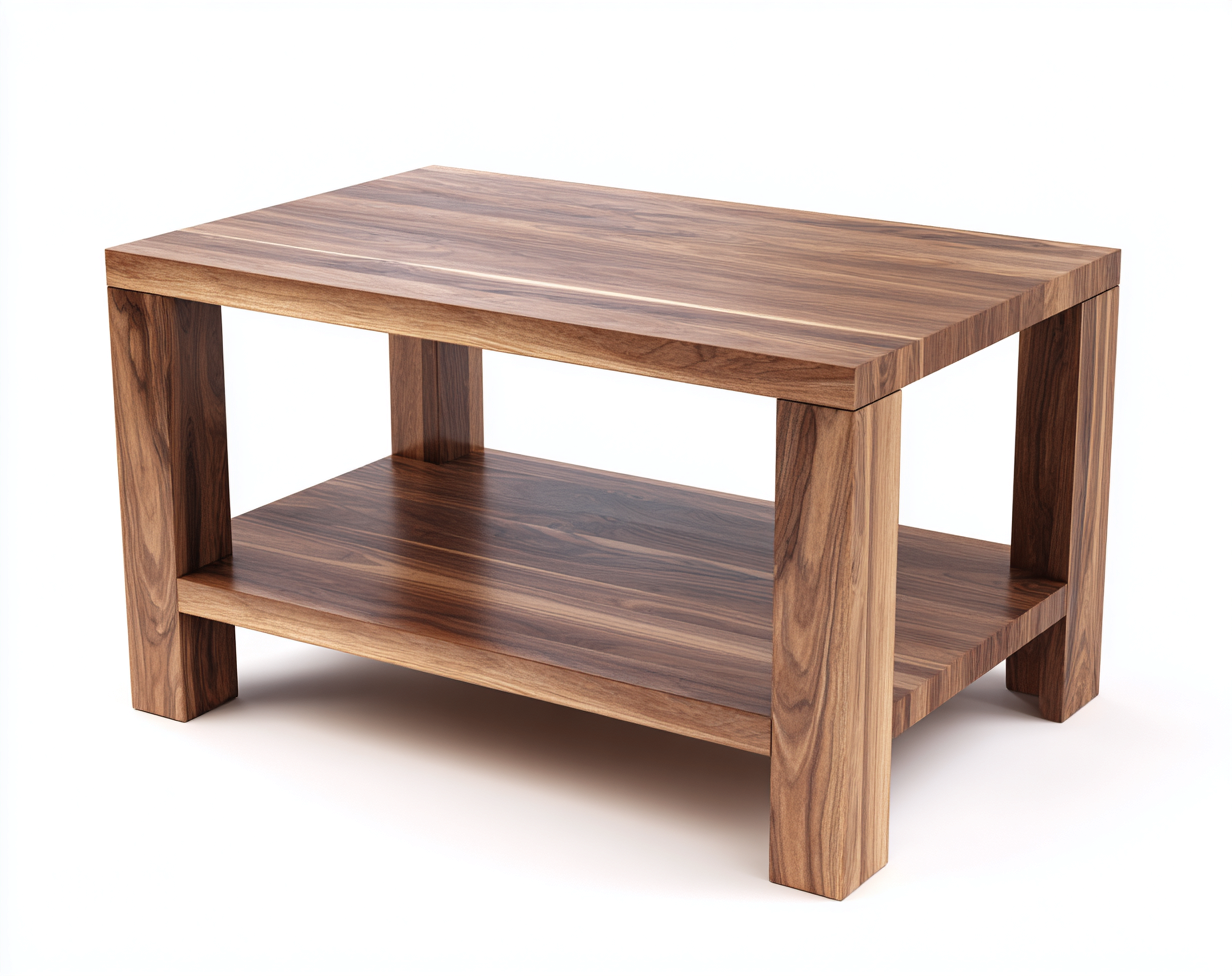 Table d'appoint en bois 60x40x55 cm - noyer - style naturel contemporain-Nicheovae