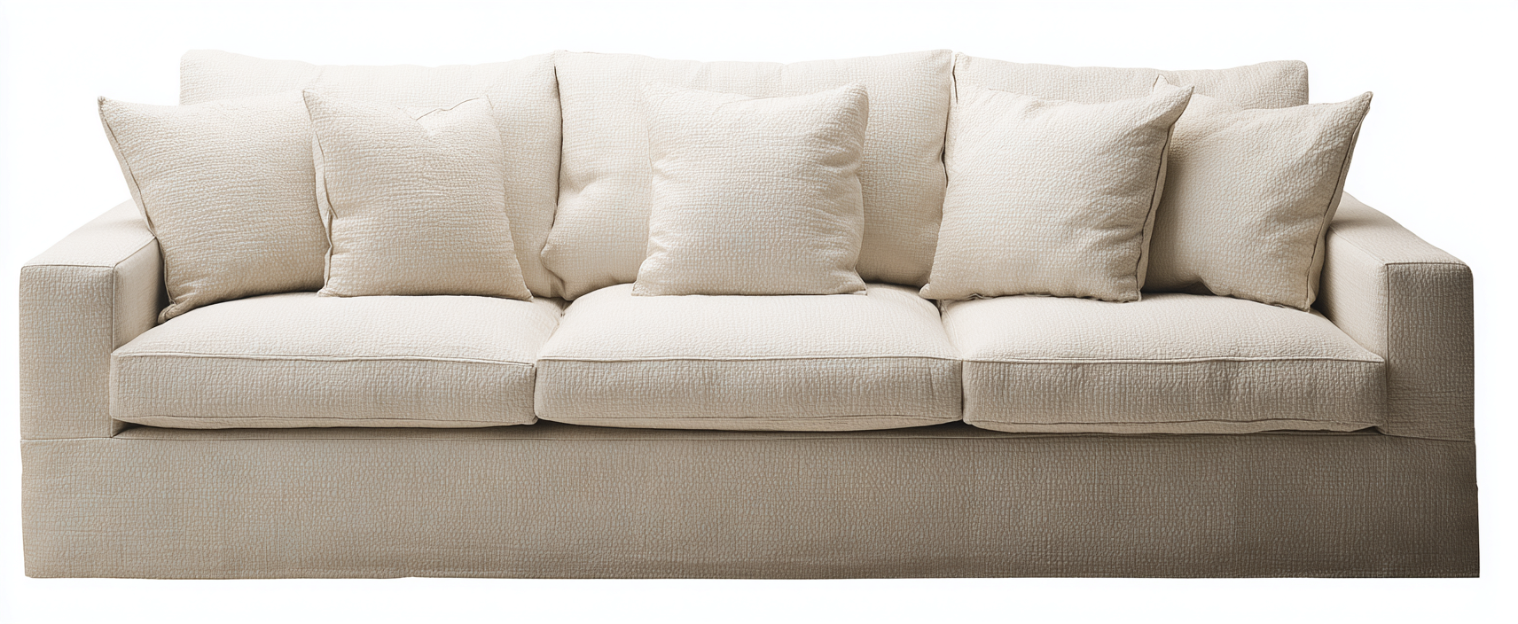 Canapé trois places en tissu beige 220x100x90 cm - style contemporain pour salon-Nicheovae