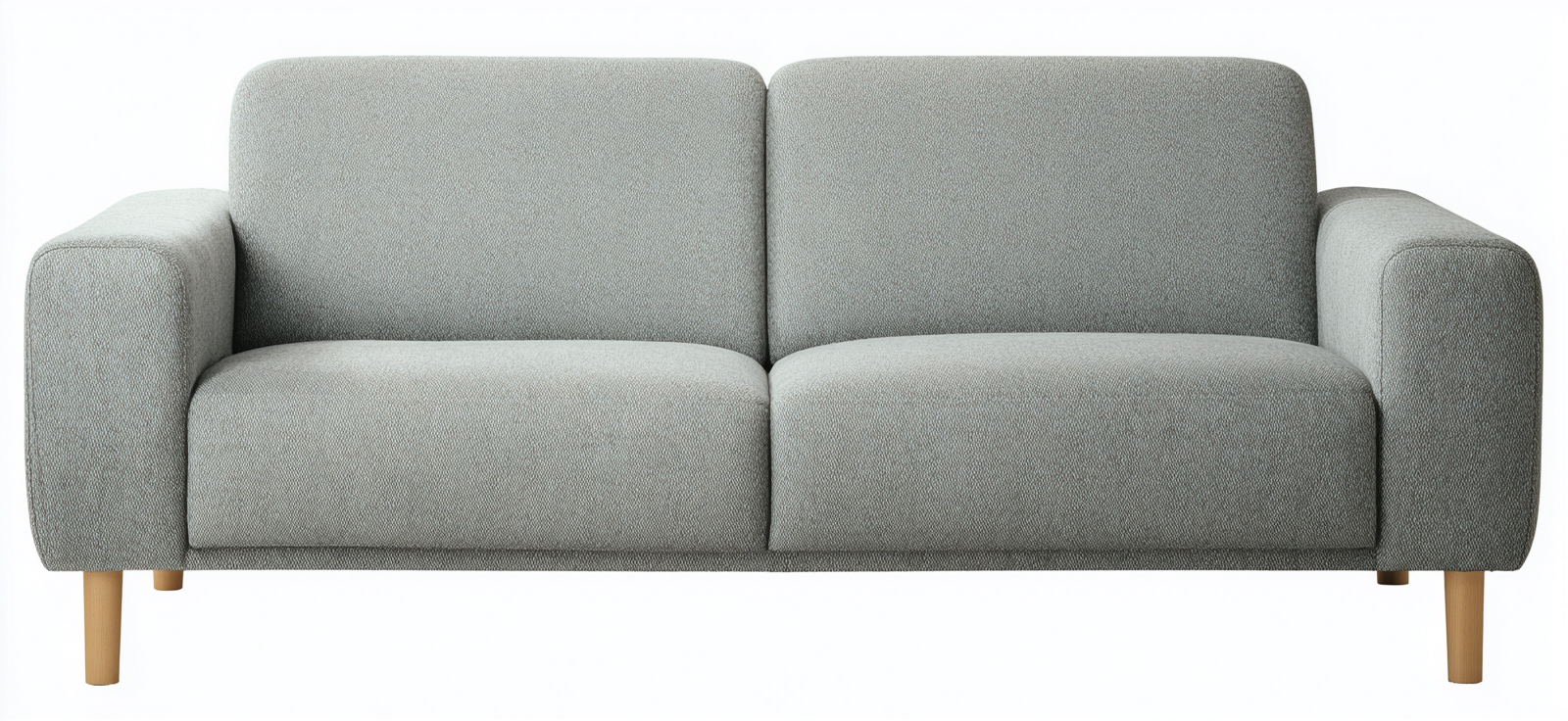 Canapé deux places en tissu 165x90x85 cm - gris clair - style scandinave à pieds en bois naturel-Nicheovae