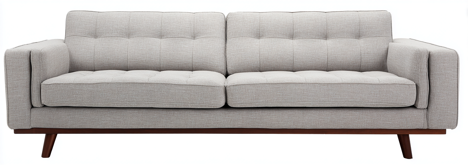 Canapé trois places en tissu 200x90x85 cm - gris clair - style scandinave à pieds en bois-Nicheovae