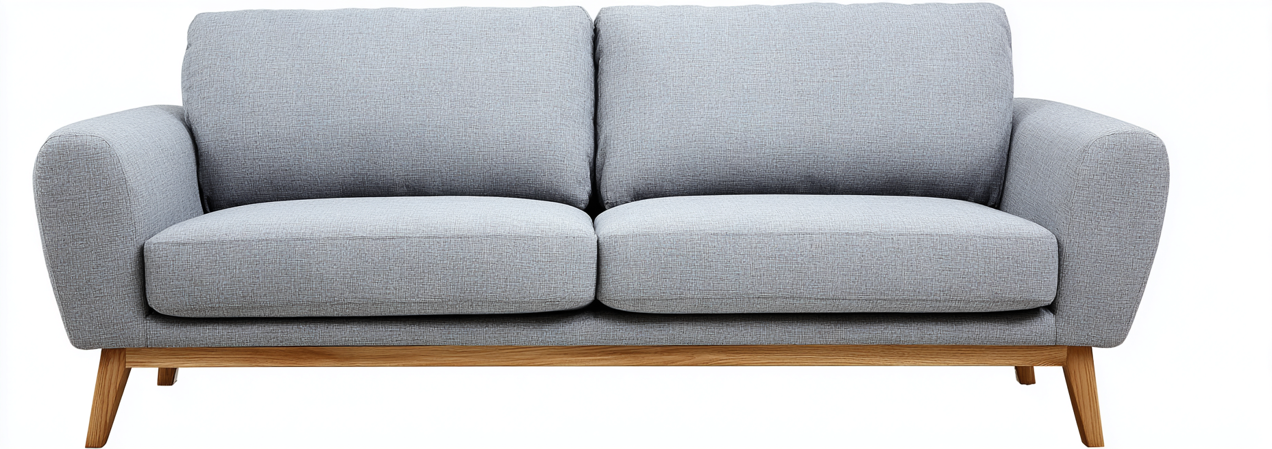 Canapé de jardin deux places en tissu gris clair avec structure en chêne - 165x90x85 cm - style scandinave extérieur-Nicheovae