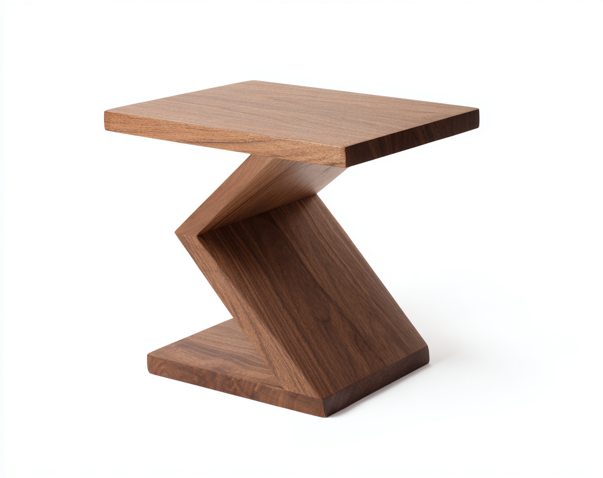 Table d'appoint en bois massif 45x45x50 cm - noyer - design géométrique moderne-Nicheovae