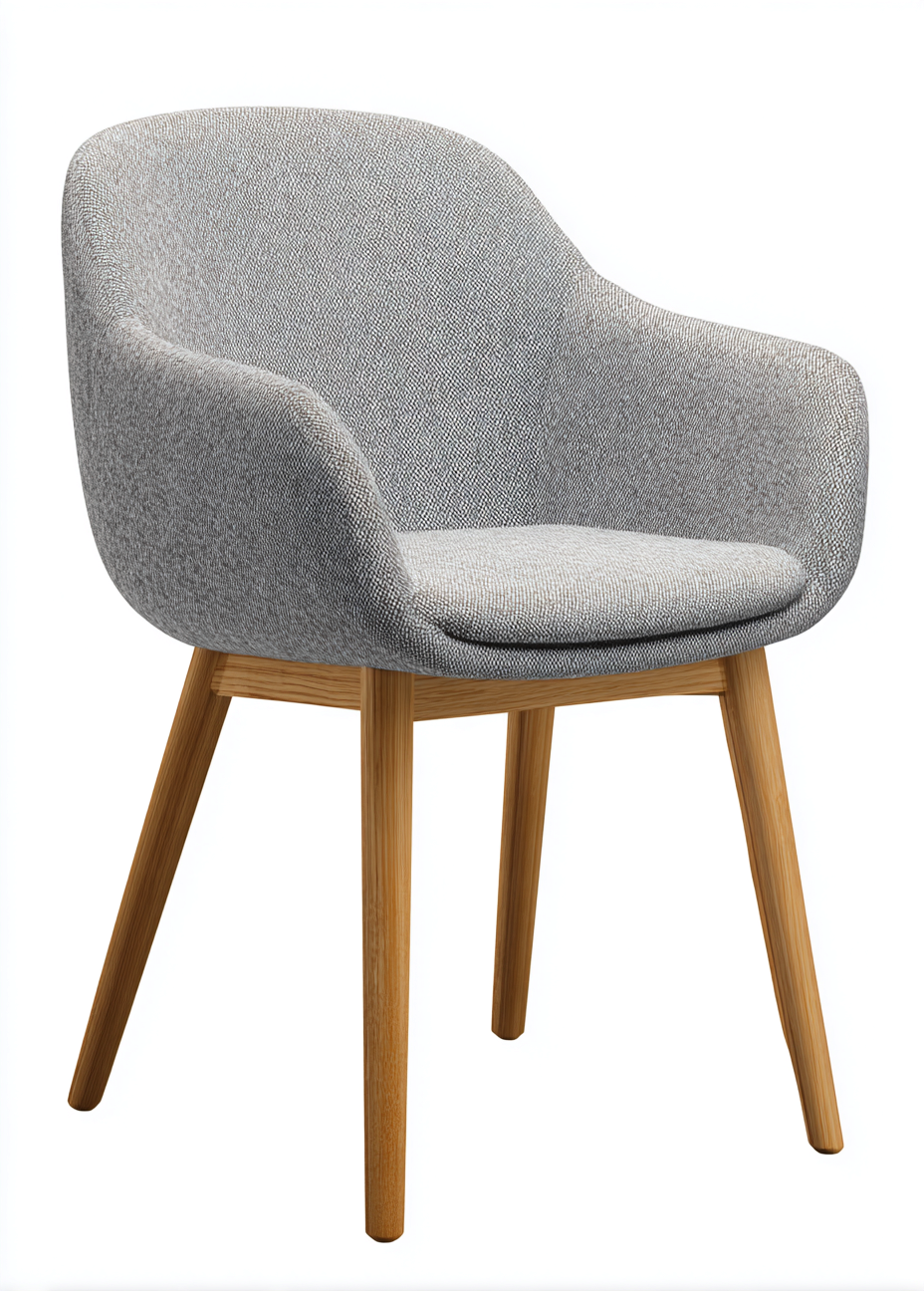 Chaise de salle à manger avec accoudoirs en tissu gris clair et pieds en chêne 55x52x78 cm - gris clair/chêne - style scandinave-Nicheovae