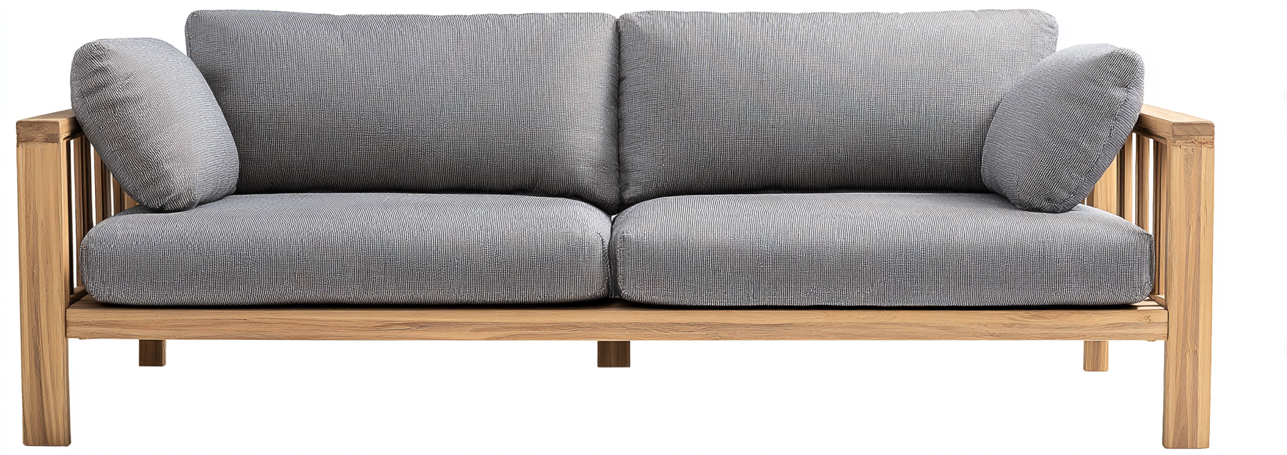 Canapé de jardin deux places en bois et tissu 160x85x80 cm - gris clair - style naturel scandinave-Nicheovae