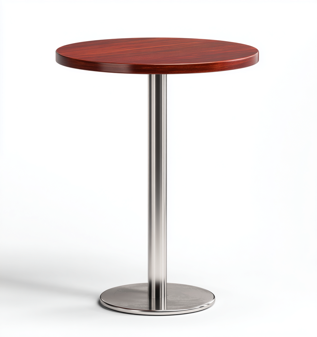 Table d'appoint ronde en bois et métal - 60x60x75 cm - marron/argent - style moderne-Nicheovae