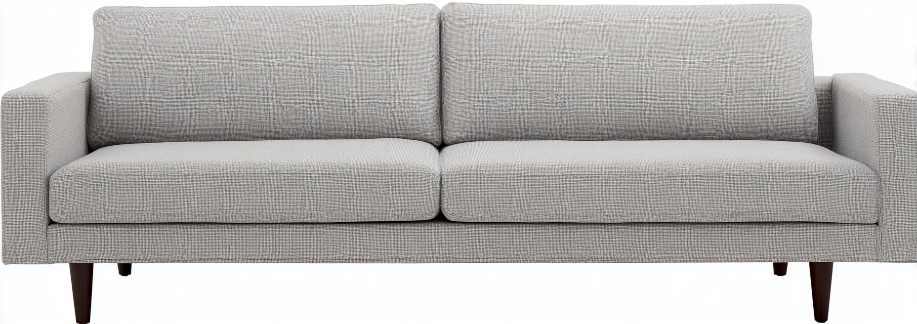 Canapé trois places en tissu gris clair 210x90x85 cm - pieds en bois foncé - style moderne minimaliste-Nicheovae