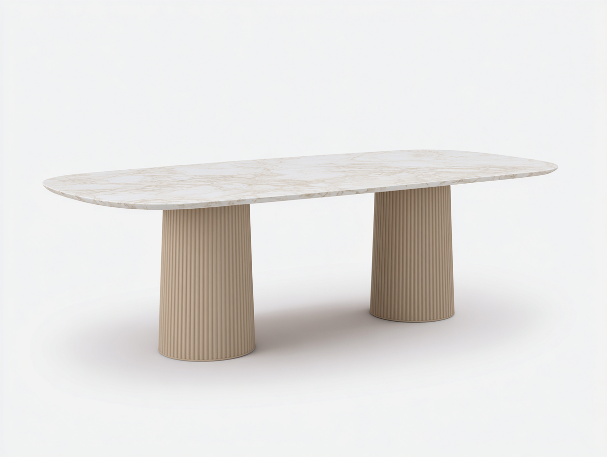 Table à manger ovale en marbre et métal 160x90x75 cm - blanc/beige - style moderne élégant-Nicheovae